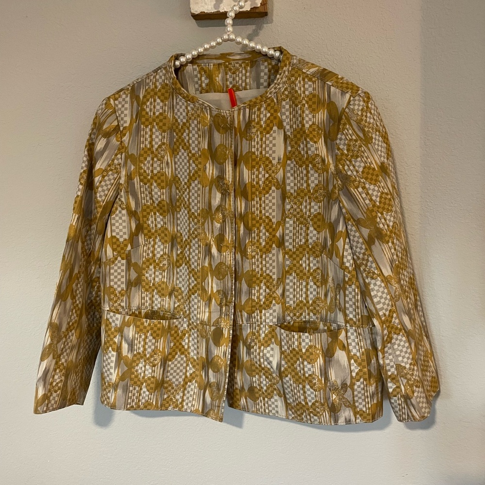 Piazza Sempione Gold and Gray Blazer with Textured Design